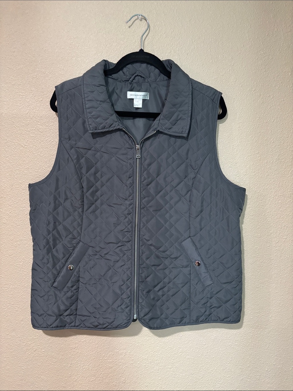 Christopher & Banks Quilted Gray Zip-Front Vest